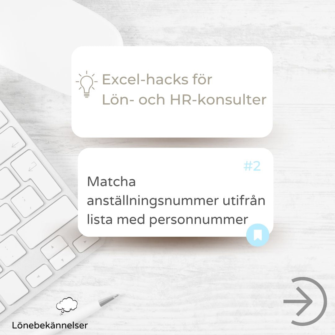 Excelmall - Matcha anställningsnummer utifrån lista med personnummer