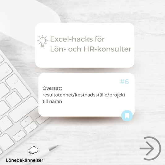Excelmall - Översätt resultatenhet/kostnadsställe/projekt till namn
