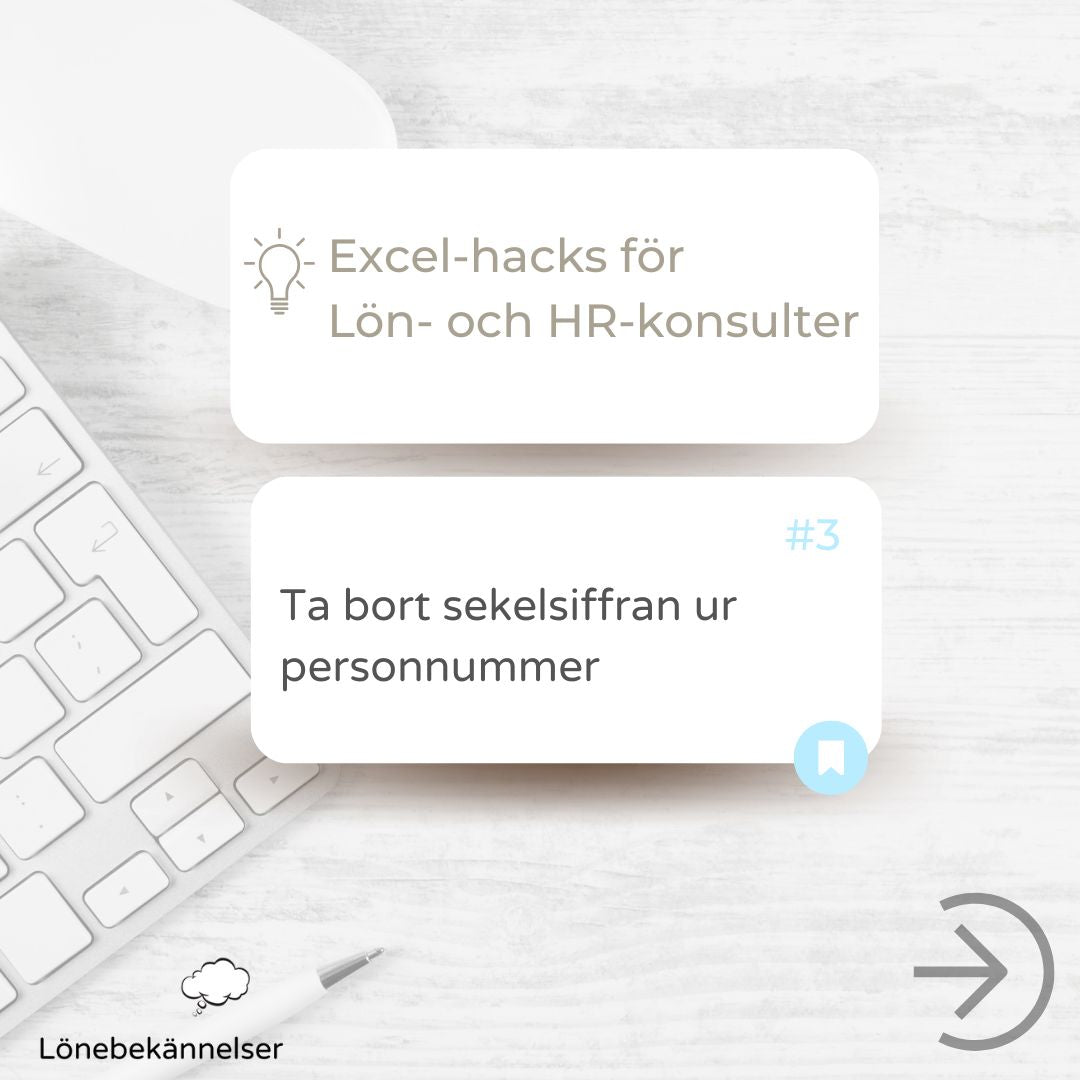 Excelmall - Ta bort sekelsiffran ur personnummer
