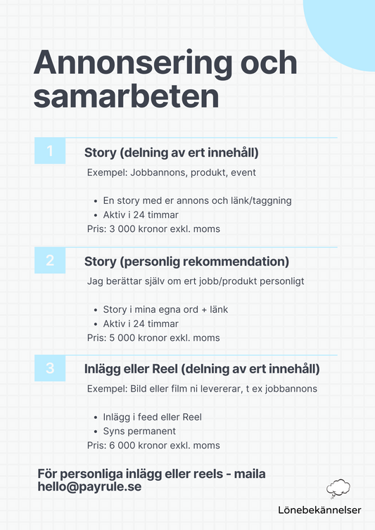 Samarbete/annonsering med Lönebekännelser